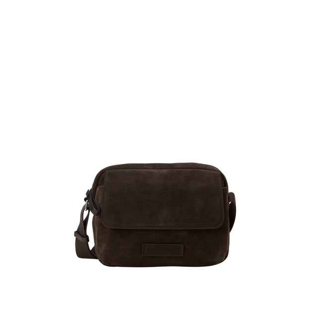 Sac à bandoulière modèle Elvin en cuir velours souple dunkelbraun <span itemprop=