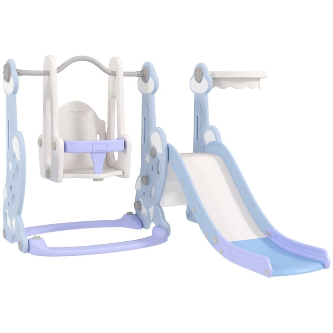 Ensemble balançoire et toboggan pour enfants bleu clair, blanc <span itemprop=