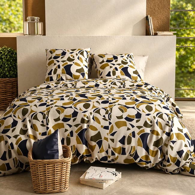Paure coton imprimée couette et 2 taies, KLEE multicolore <span itemprop=