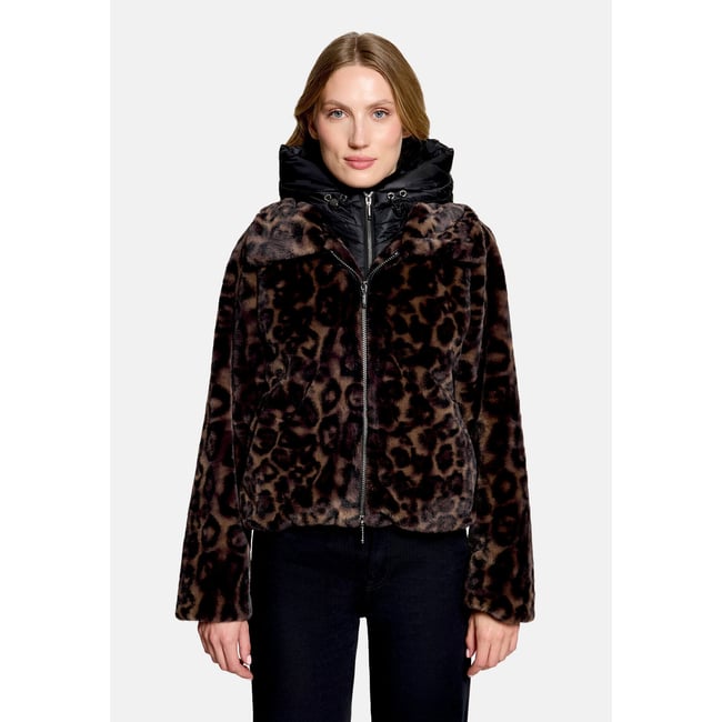 Veste en peluche avec partie veste sans manches amovible taupe/black <span itemprop=