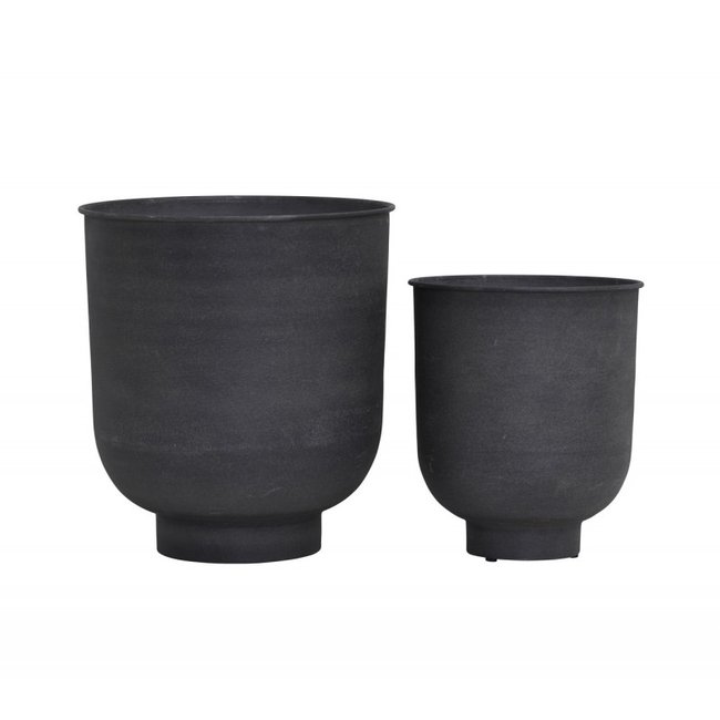 Cache-pot métal Vig (set de 2) Couleur gris foncé <span itemprop=