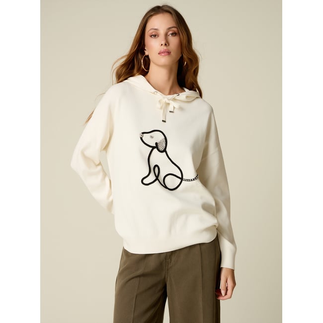Pull à capuche avec broderie en cristaux - OLTRE