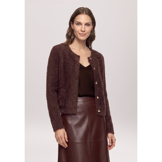 Cardigan en maille à encolure ronde dark maroon <span itemprop=