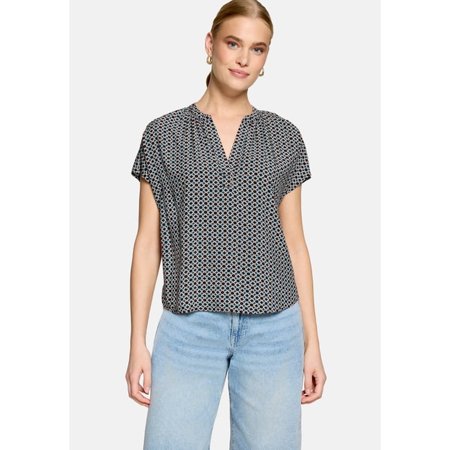 T-shirt façon blouse à imprimé brown/cream <span itemprop=