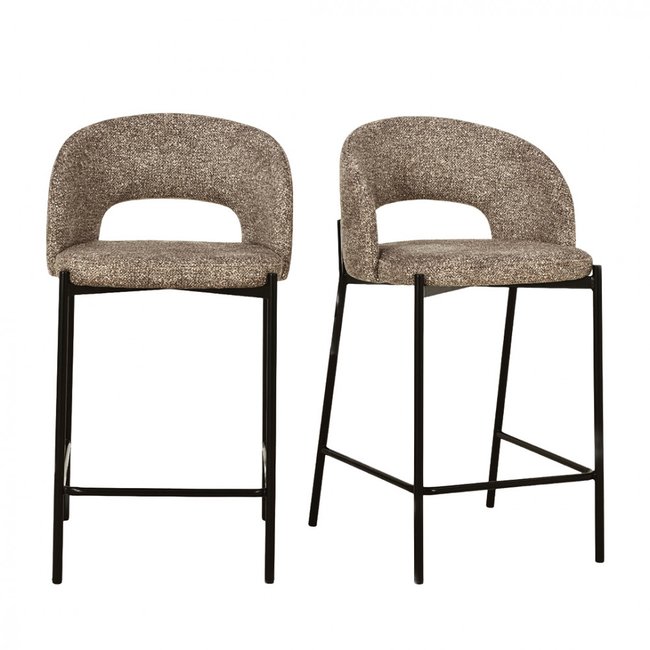 Lot de 2 chaises de bar en tissu et métal H65cm- SOREN - DRAWER