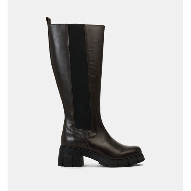 Bottes chelsea philda en cuir marron foncé <span itemprop=