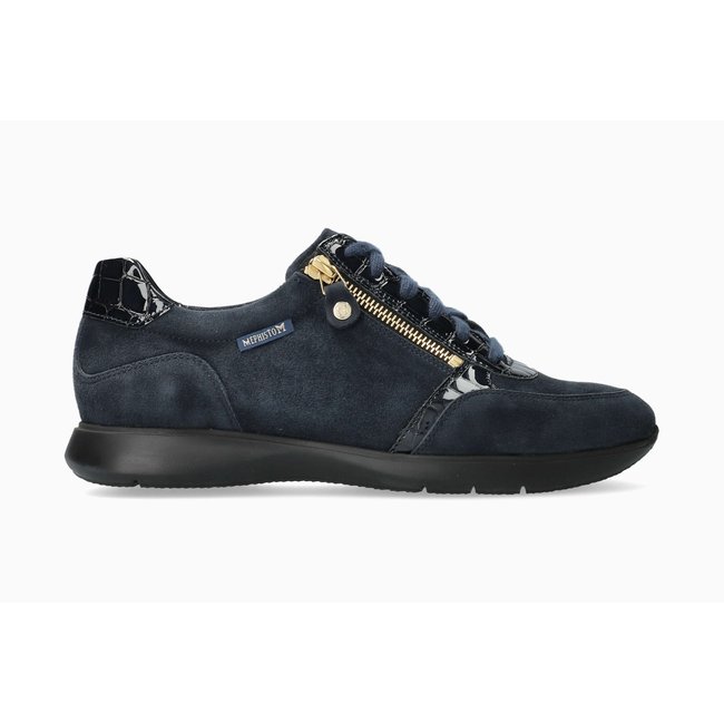 Baskets en cuir MONIA bleu foncé <span itemprop=