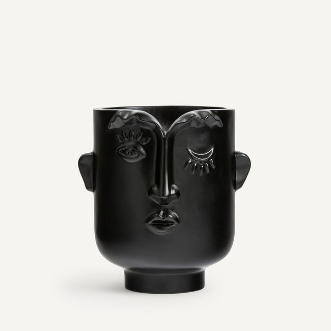 Cache-pot terre cuite H25 cm Kimy Couleur noir <span itemprop=