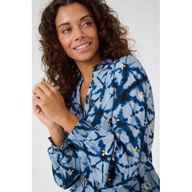 Blouse à manches longues CUmingo bleu batik <span itemprop=