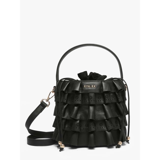 Sac bandoulière Renaissance cuir noir <span itemprop=