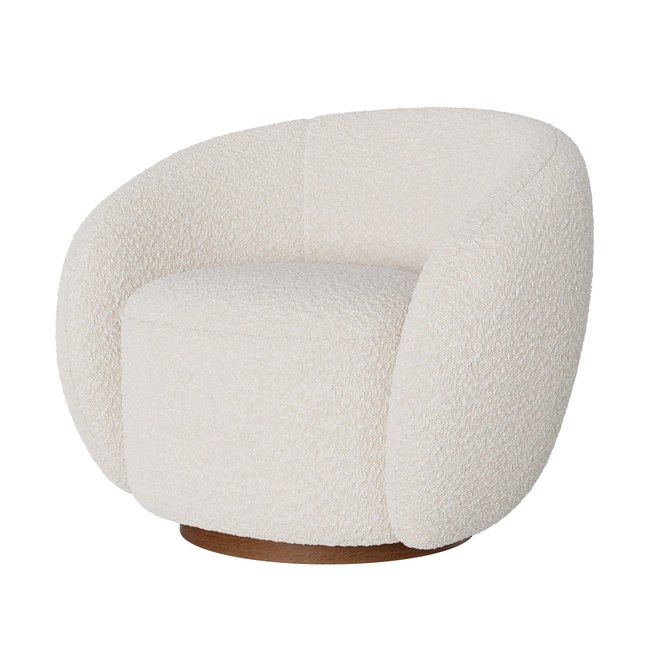 Fauteuil pivotant en tissu bouclé - NAYA Couleur blanc <span itemprop=
