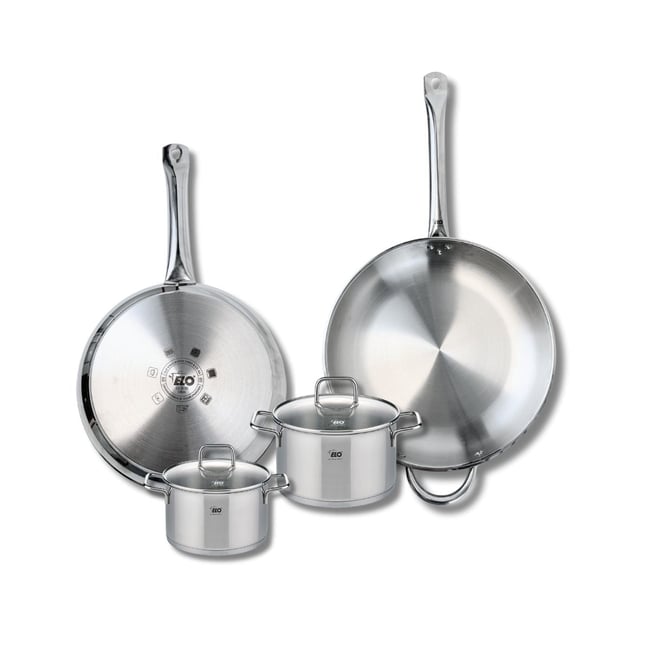 Batterie 2 poêles 28/32cm + 2 faitouts 14/16cm PROFI CITRIN inox <span itemprop=