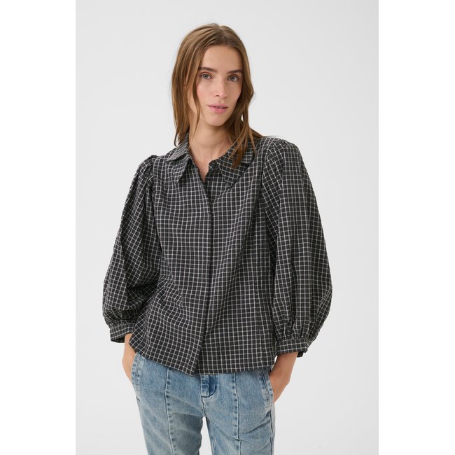 Manches à moitié coupe regular gris dark grey check <span itemprop=