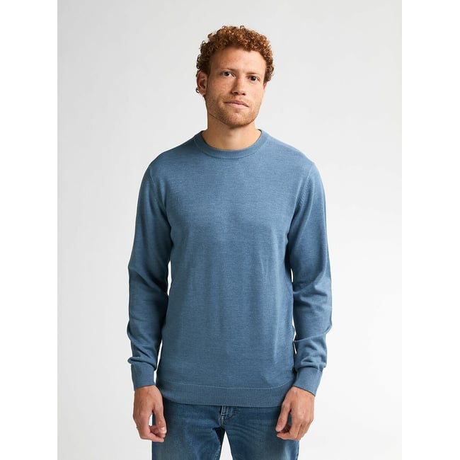 Pull col rond  bleu gris <span itemprop=