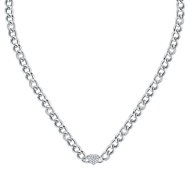 Collier en acier et cristaux INCONTRI argent <span itemprop=