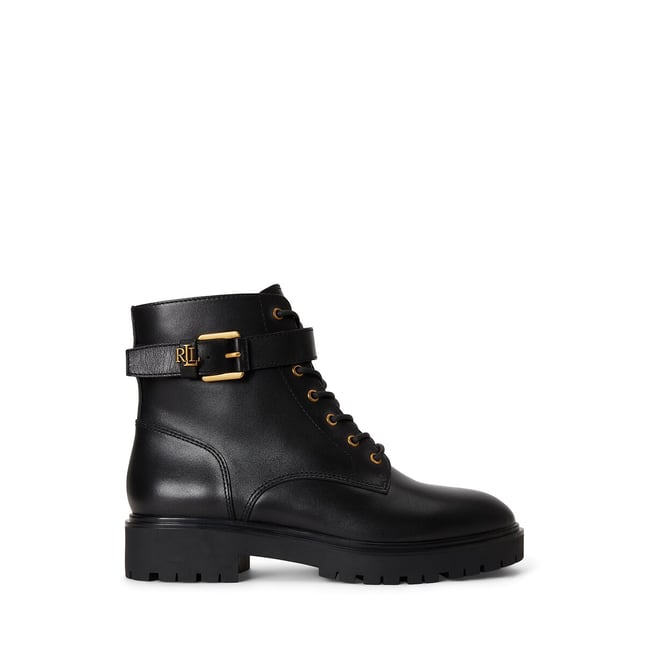 Bottines à lacets en cuir, ALLYSON noir <span itemprop=