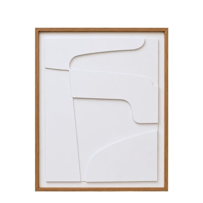 Tableau décoratif en relief 50x40cm Couleur blanc <span itemprop=