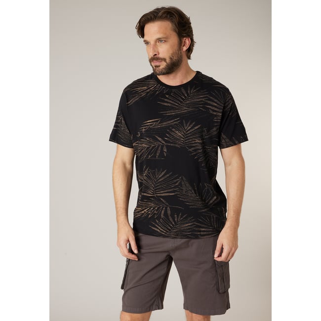 T-shirt homme en coton imprimé BLOSSOM black <span itemprop=