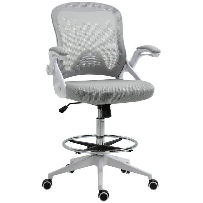 Chaise de bureau pour poste de travail debout Couleur gris et blanc <span itemprop=