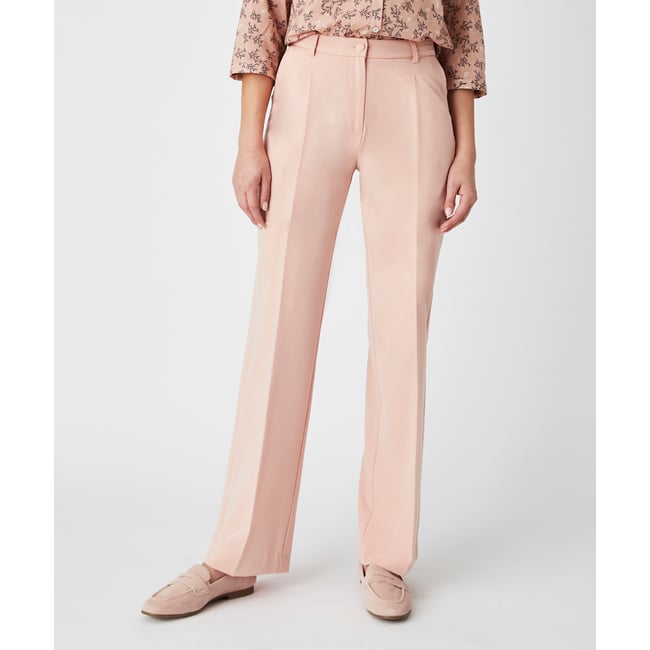 Pantalon ample biais satin rose poudre <span itemprop=