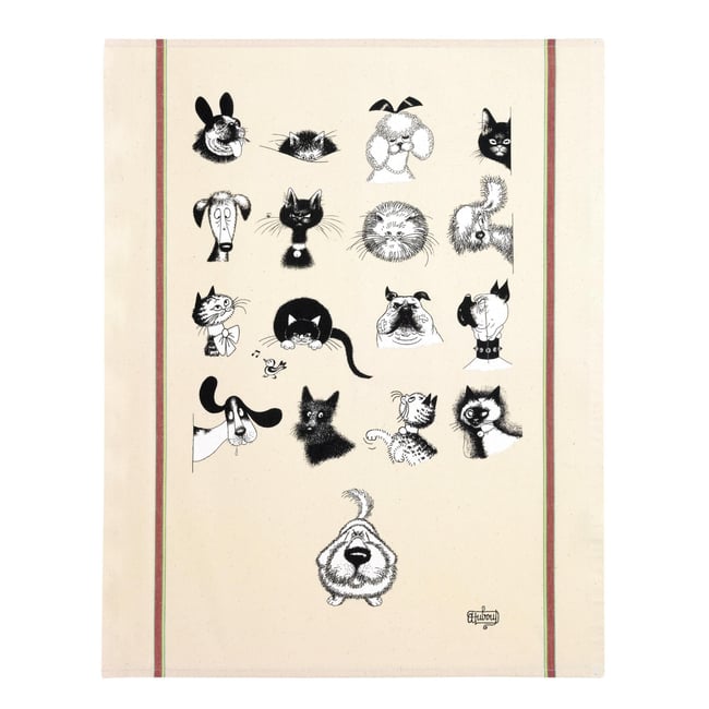 Grand torchon Dubout Multi portraits ecru <span itemprop=