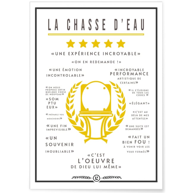 Affiche Toilettes : 'La Chasse d'Eau' Couleur blanc <span itemprop=