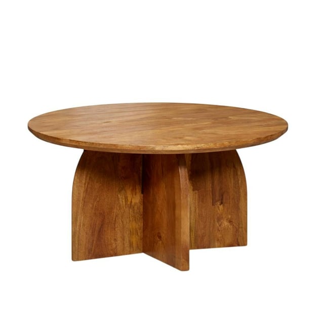 Table basse vintage en bois Ø70 cm CALDERA Couleur bois naturel <span itemprop=
