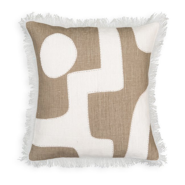 Housse de coussin en lin, 40 x 40 cm, Kinabe naturel/écru <span itemprop=