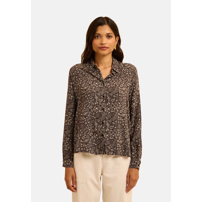 Chemise imprimé cachemire noir <span itemprop=