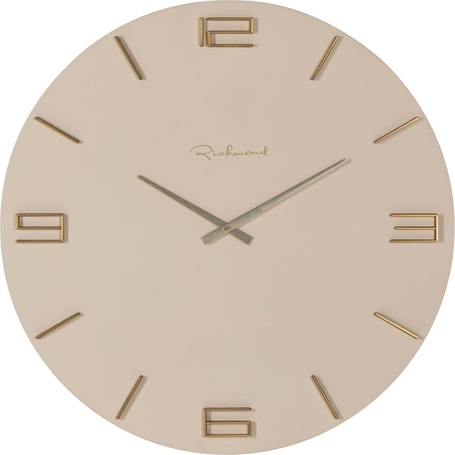 Horloge murale contemporaine en laiton Couleur tapioca et doré <span itemprop=