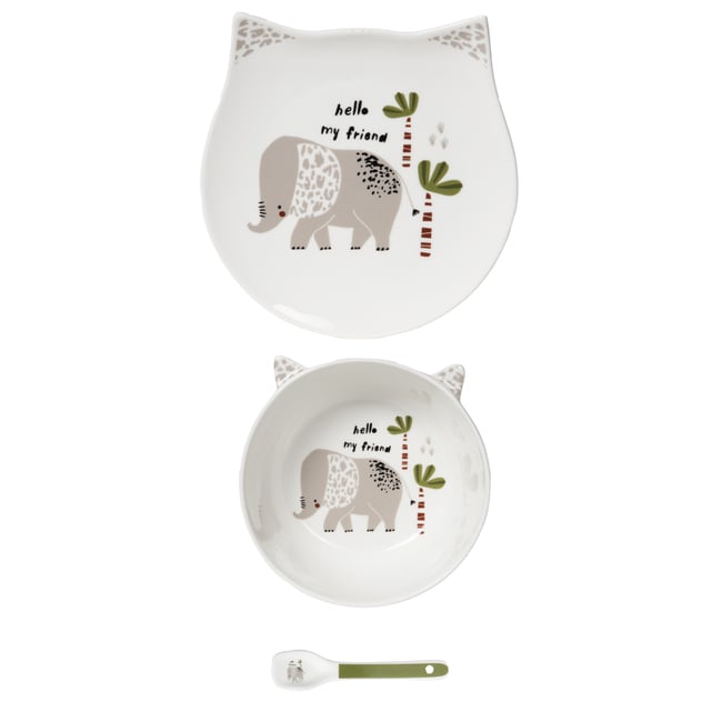 Service enfant 3 pièces Éléphant Couleur v002227 <span itemprop=