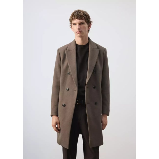 Manteau laine mélangée boutons gris foncé <span itemprop=