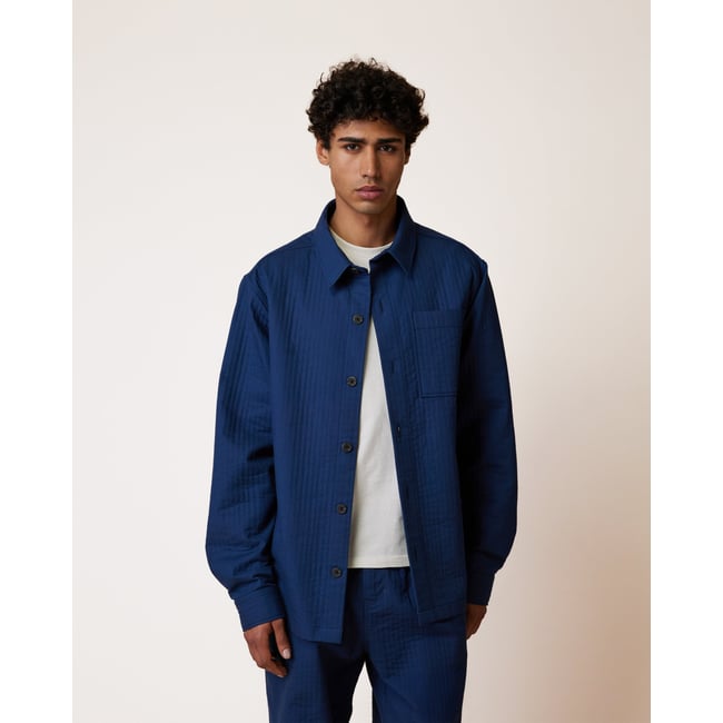 Sur-chemise en toile bleu foncé <span itemprop=