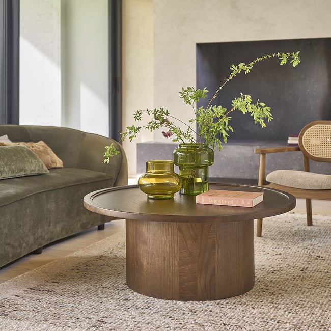 Table basse en bois massif 100 cm  SOLÈNE Couleur marron <span itemprop=