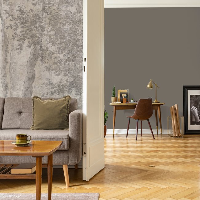 Papier peint panoramique LOOKS Forêt de bouleaux Couleur rose grisé <span itemprop=