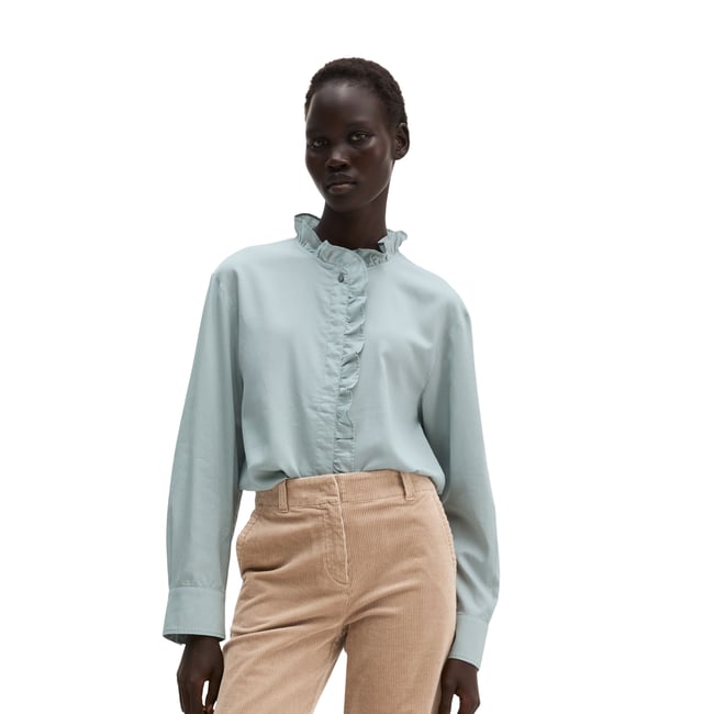Chemisier à volants, coupe décontractée en satin de coton doux - MARC O'POLO
