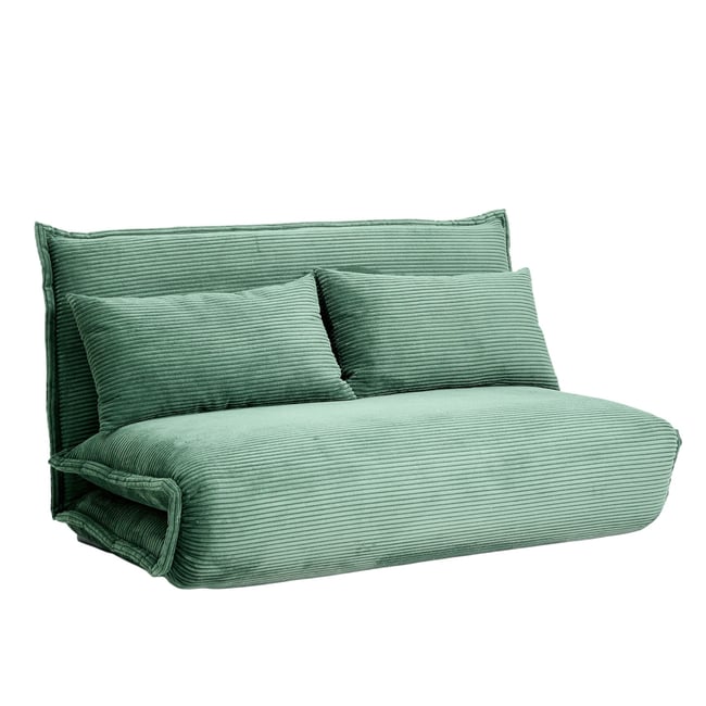 Canapé convertible en velours côtelé, LEON Couleur vert <span itemprop=