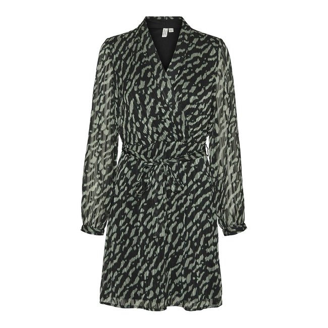 Vestido corto estampado, cuello de pico - VERO MODA
