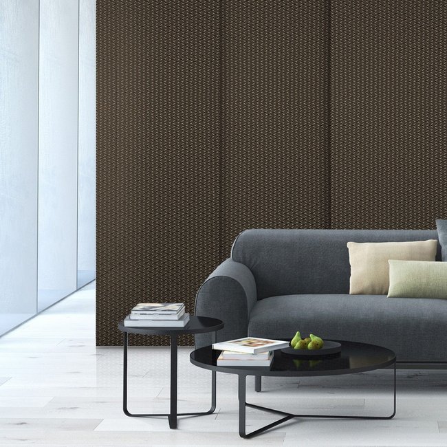 Panneau japonais tamisant gold jacquard 50cm noir et blanc <span itemprop=
