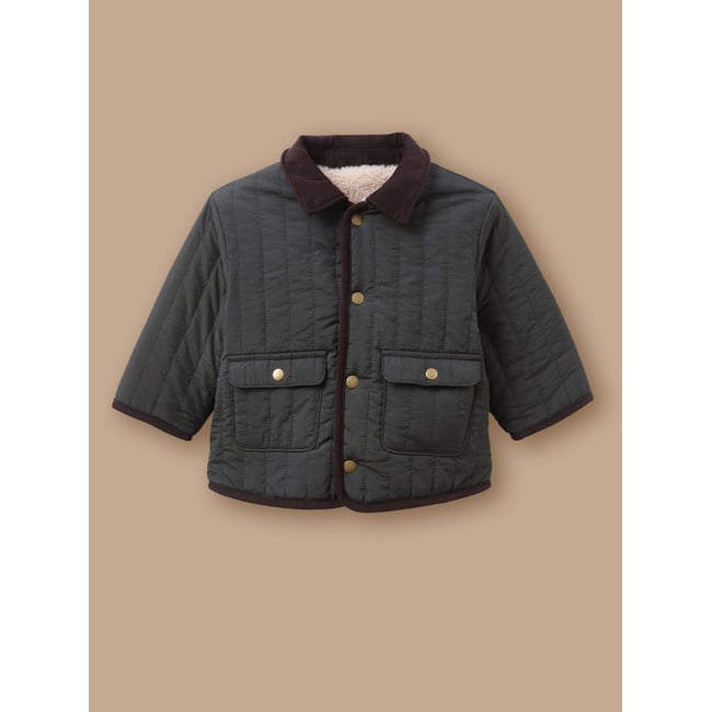 Veste réversible en sherpa vert fonce <span itemprop=