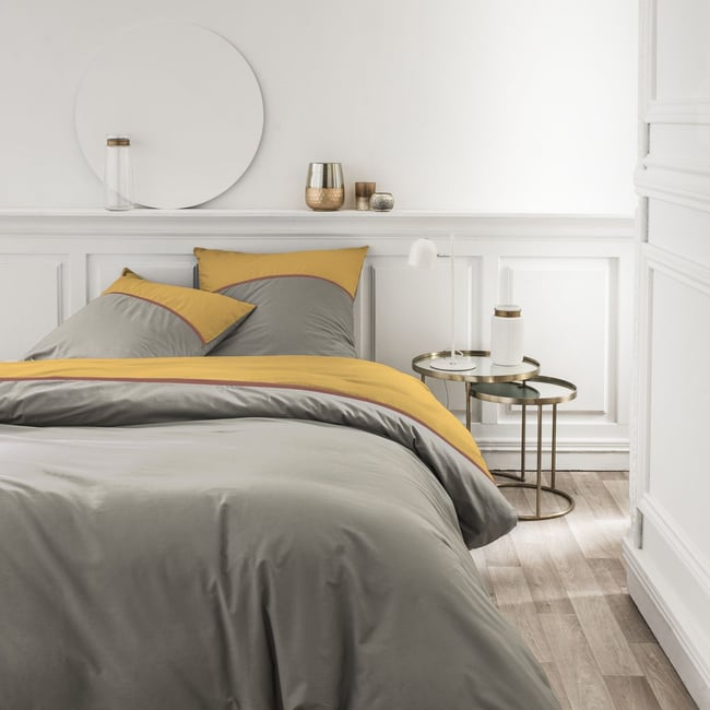 Parure de lit 2 personnes coton PRESTIGE jaune <span itemprop=