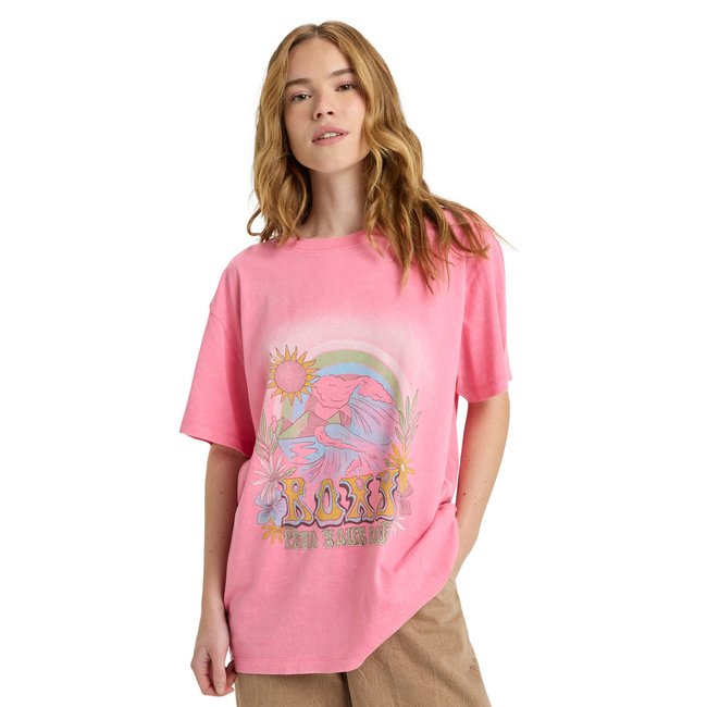 T-Shirt, manches courtes, col rond, Uni. rose pink cosmos <span itemprop=