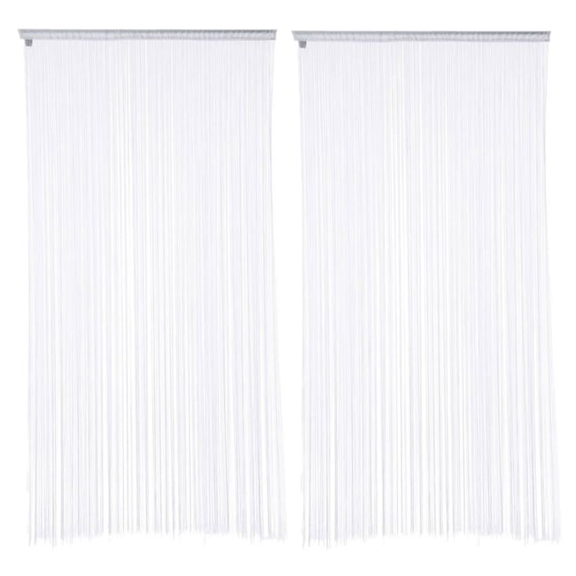 Lot de 2 rideaux fils décoratifs blanc <span itemprop=
