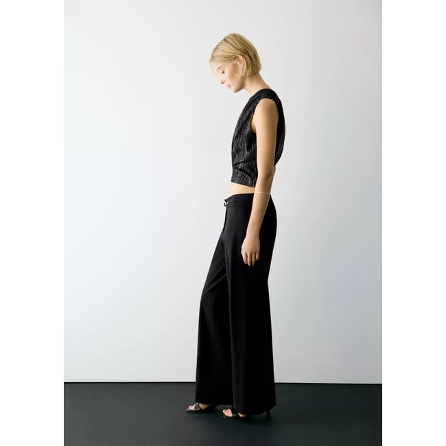 Pantalon droit avec ceinture noir <span itemprop=