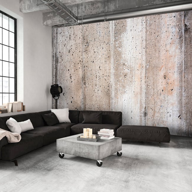Papier peint intissé panoramique Old Concrete Couleur beige <span itemprop=