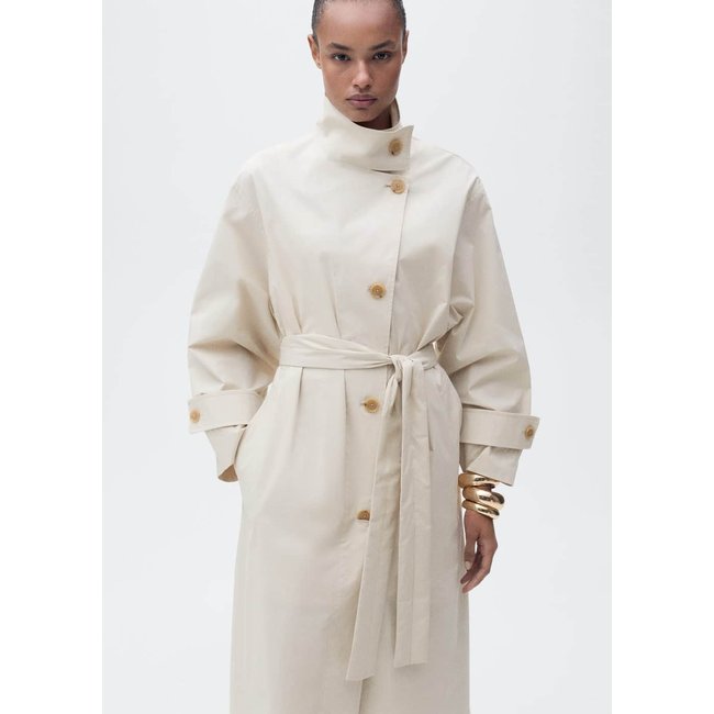 Trench coton oversize gris clair/pastel <span itemprop=