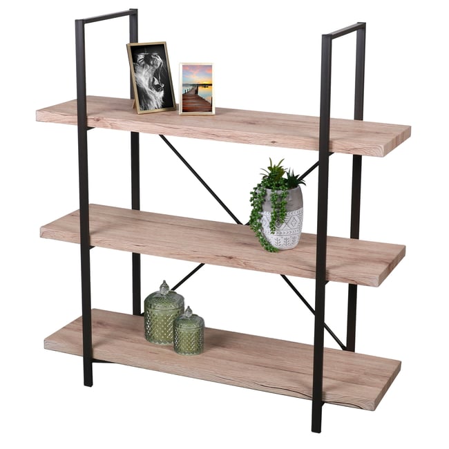 Étagère Bois et Métal Noir 3 Étages - Hauteur 106cm Couleur v002237 <span itemprop=