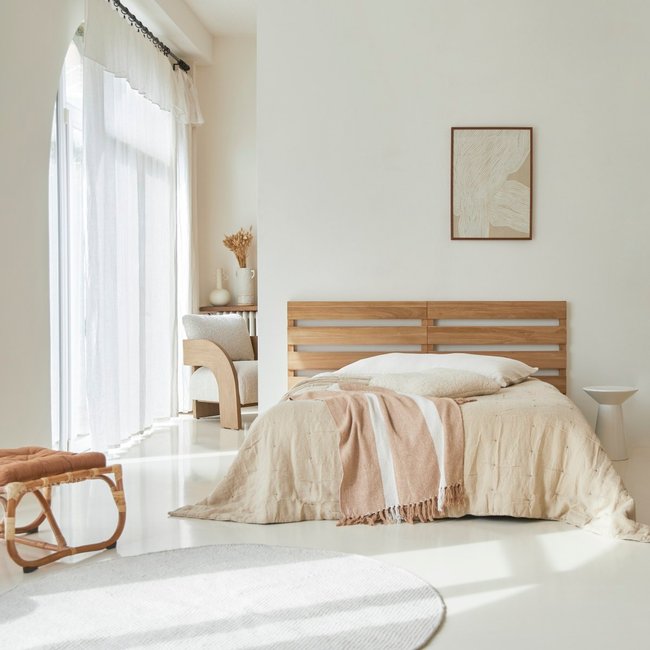 Tête de lit en teck massif 180 cm URBAIN Couleur naturel <span itemprop=