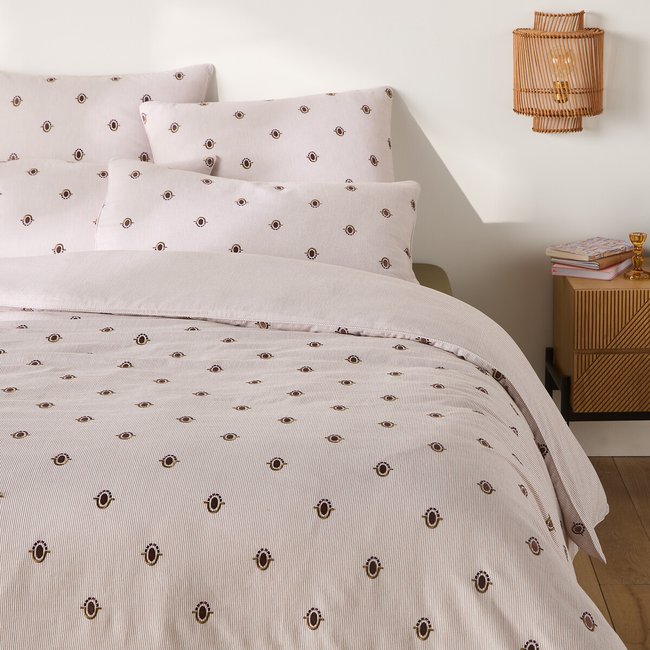 Avara Duvet Cover in Washed Cotton, brown stripes, LA REDOUTE INTERIEURS