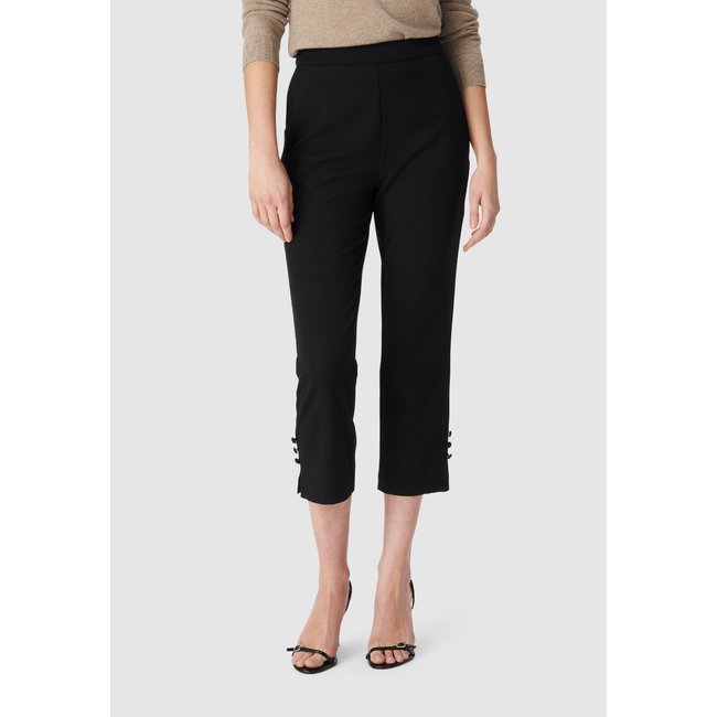Pantalon longueur mi-mollet noir <span itemprop=